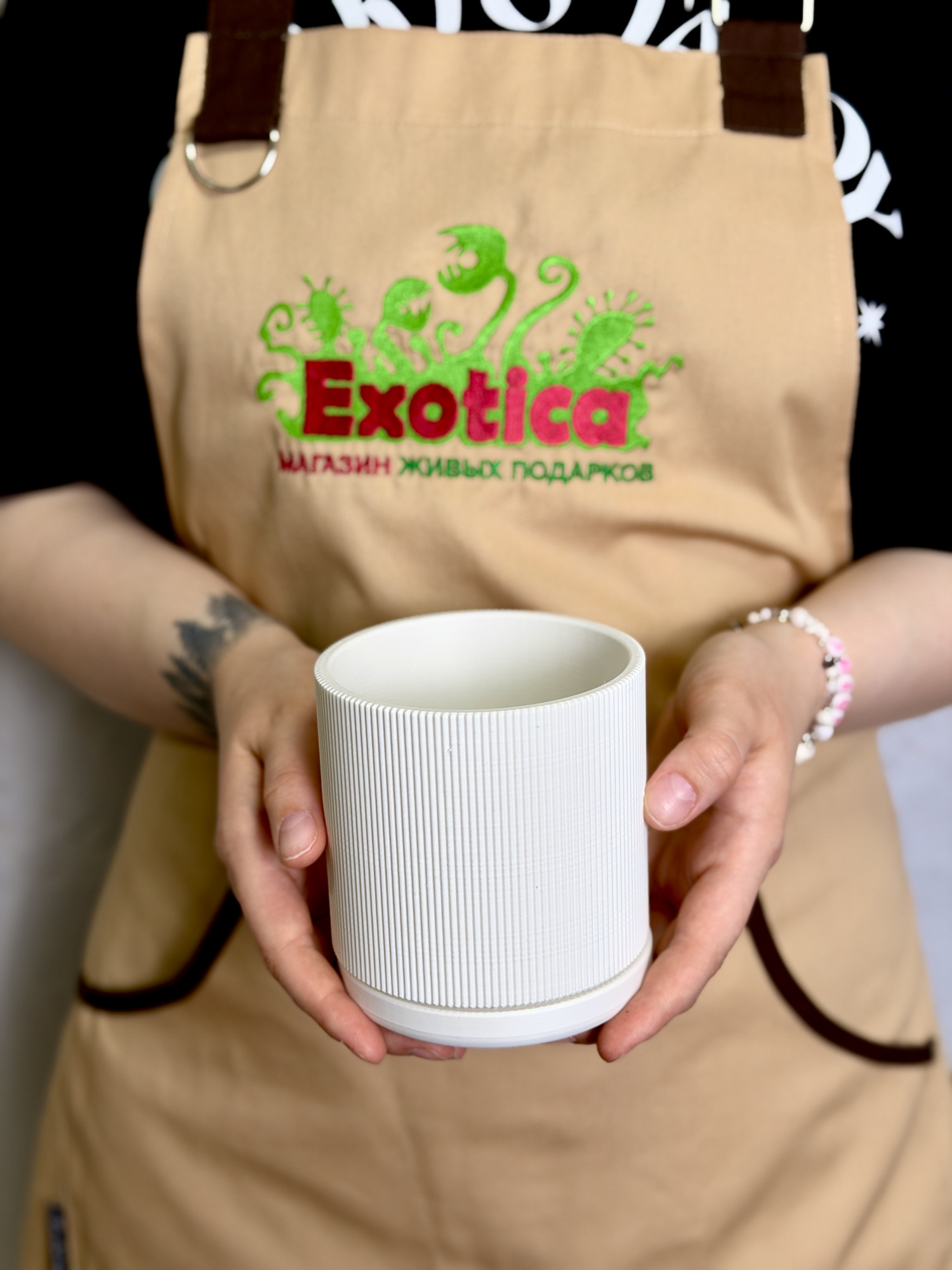 Горшок белый с поддоном Exotica Nordic D9см