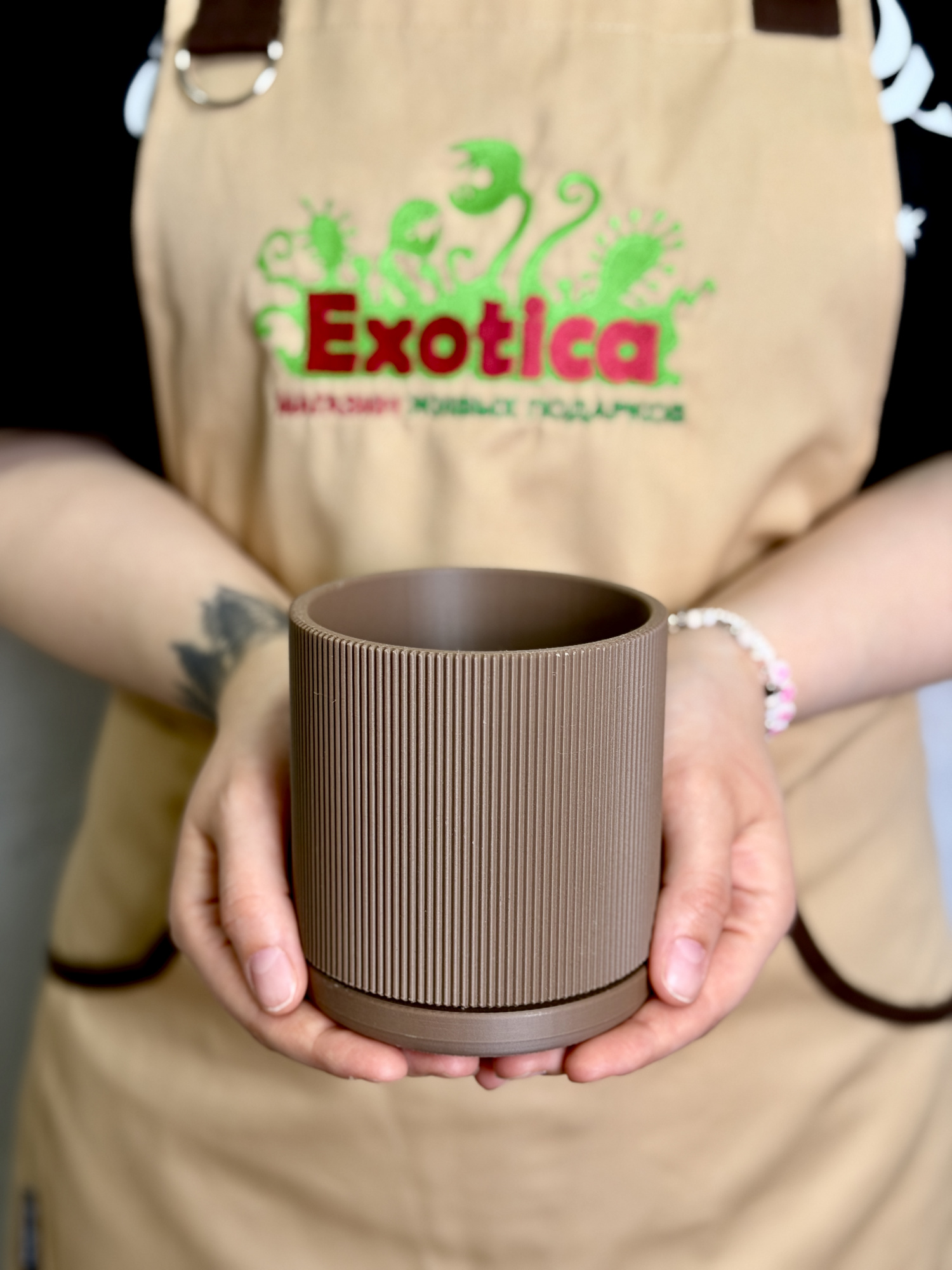 Горшок мокко с поддоном Exotica Nordic D9см